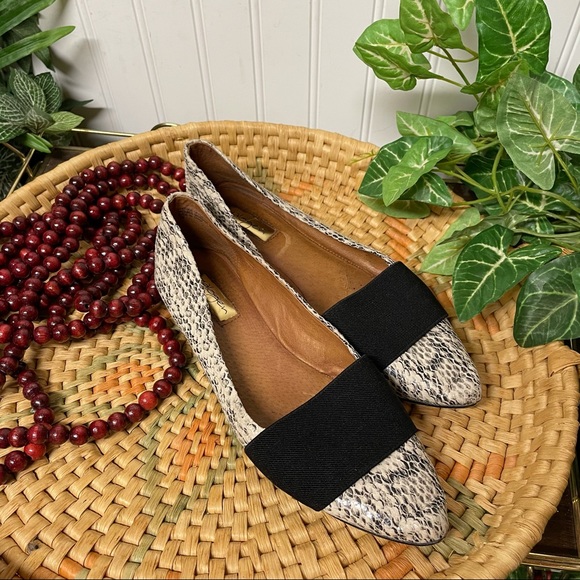 Halogen Leather Snake Print Pointed Loafers SZ 7.5